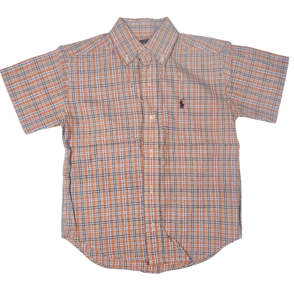 Ralph Lauren Kids Orange and Blue Plaid Shirt